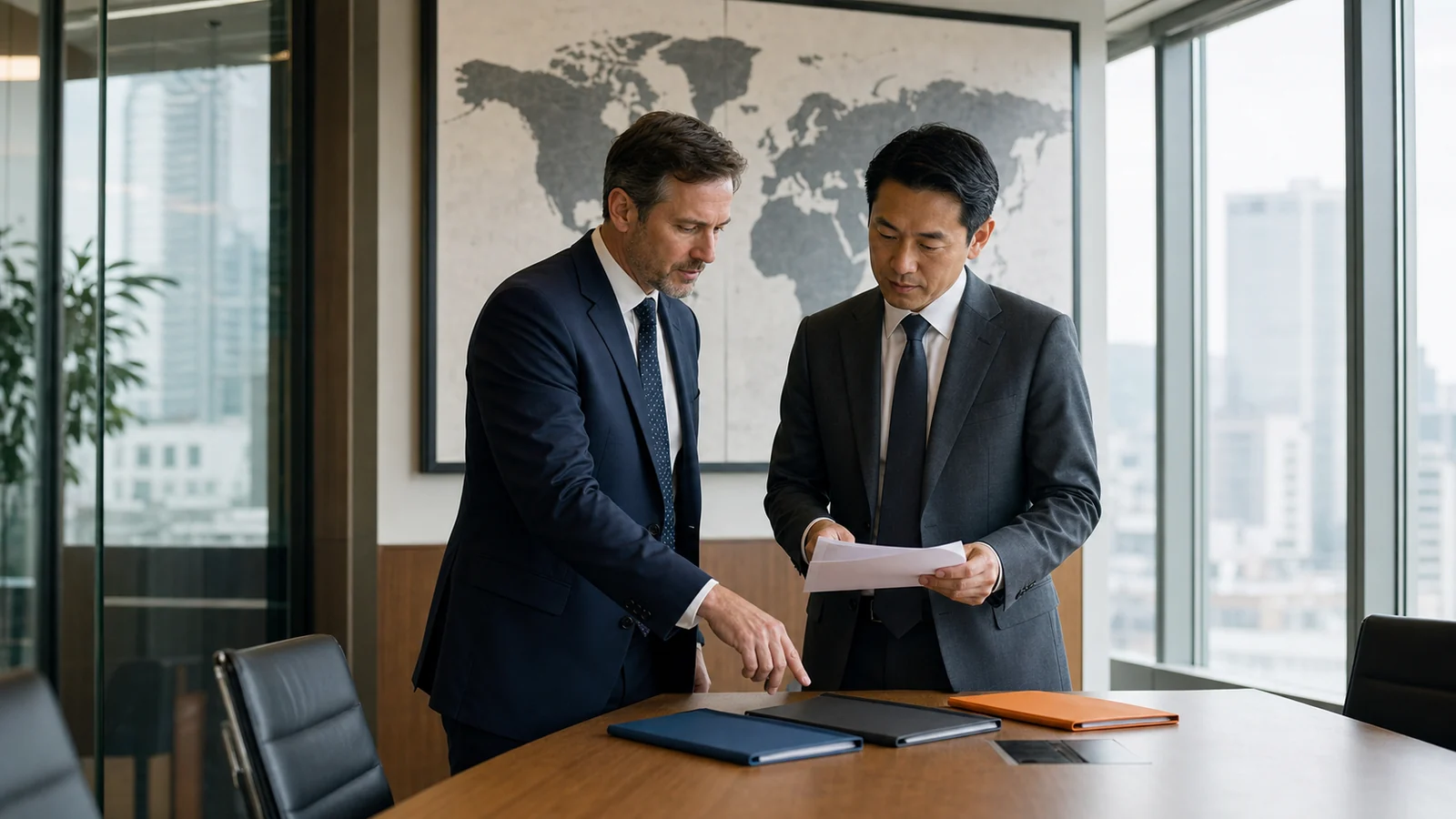 Finance and legal professionals comparing company entities that may serve customers in different countries