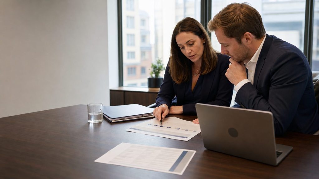 Your Forex Broker Denied a Withdrawal: Who Can Actually Help? Two compliance professionals reviewing a forex broker withdrawal complaint and supporting documents