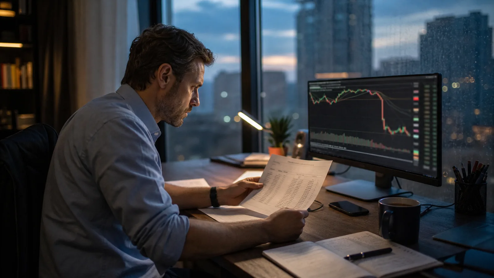Can You Owe Your Forex Broker Money? UK, Cyprus and Offshore Rules Forex trader reviewing an account statement after a sudden market gap